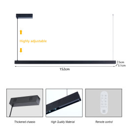 Immax NEO-MADEIRA melns koka lineārs 152cm33W uz vada Tuya WIFI BEACON CCT aptumšojams