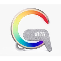LED relaksācijas lampa Immax FLAMINGO ar QI uzlādi, modinātājs, RGB, USB izeja, zelts