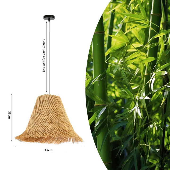 Immax BOHO NATURALEZA dizaina piekaramā gaisma, L45cm. E27, dabīgā rotangpalma