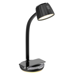 Immax PERLA LED galda lampa, Qi bezvadu uzlāde, melna + pelēka un metāla detaļa
