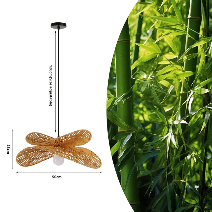 Immax BOHO MARIPOSA dizaina piekarams gaismeklis, D50cm. E27, dabīgā džuta