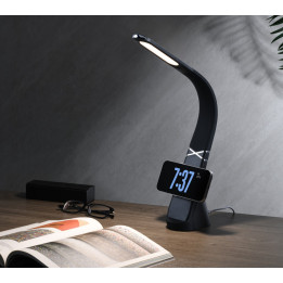 Immax MAGIC LED galda lampa ar magnētisku bezvadu uzlādi, melna