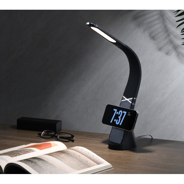 Immax MAGIC LED galda lampa ar magnētisku bezvadu uzlādi, melna