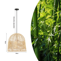 Immax BOHO PELO dizaina piekaramā gaisma, D50cm. E27, dabīgā rotangpalma