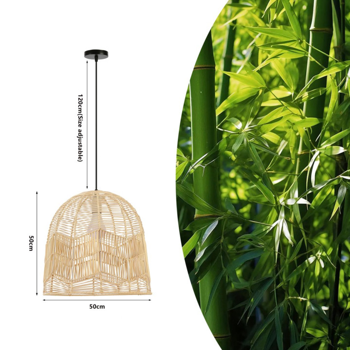 Immax BOHO PELO dizaina piekaramā gaisma, D50cm. E27, dabīgā rotangpalma