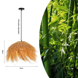 Immax BOHO NATURALEZA dizaina piekaramā gaisma, L55cm. E27, dabīgā rotangpalma