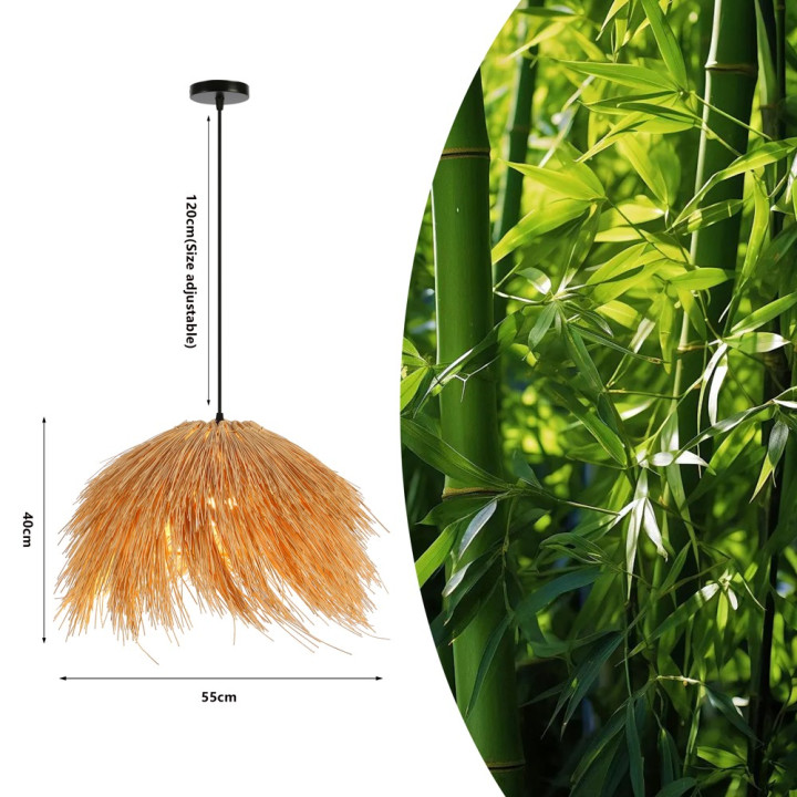 Immax BOHO NATURALEZA dizaina piekaramā gaisma, L55cm. E27, dabīgā rotangpalma