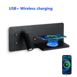 Immax LED Be PREPARE 4in1, prožektors ar QI uzlādi, USB melns pa labi