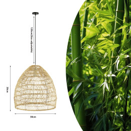 Immax BOHO DELICADO dizaina piekaramā lampa, D40cm. E27, dabīgā rotangpalma