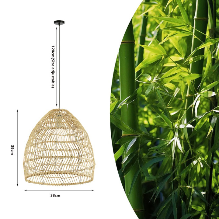 Immax BOHO DELICADO dizaina piekaramā lampa, D40cm. E27, dabīgā rotangpalma