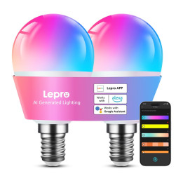 LEPRO BP1-2 E14 LED spuldze ar Bluetooth un Wi-Fi, 470 lm, 2 iepakojumi