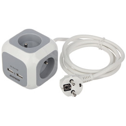 ORNO OR-AE-13144 Pagarinātājs ar 4 kontaktligzdām un 2 USB-A portiem, 5V, aizsardzība pret pārspriegumu, mājai un birojam