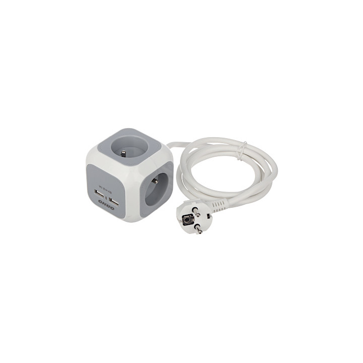 ORNO OR-AE-13144 Pagarinātājs ar 4 kontaktligzdām un 2 USB-A portiem, 5V, aizsardzība pret pārspriegumu, mājai un birojam