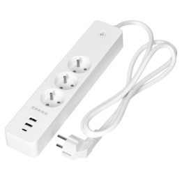 ORNO OR-SH-17520/W Viedā pagarinātājslēgs – 3 Schuko kontaktligzdas + 2 USB-A + 1 USB-C, 1,8 m kabelis, Wi-Fi, balts