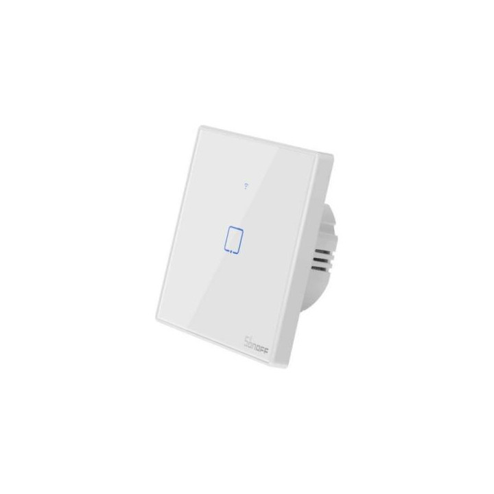 Sonoff TX T2 EU 1C 1-канальный умный настенный сенсорный выключатель света WiFi + RF (белый, с рамкой)