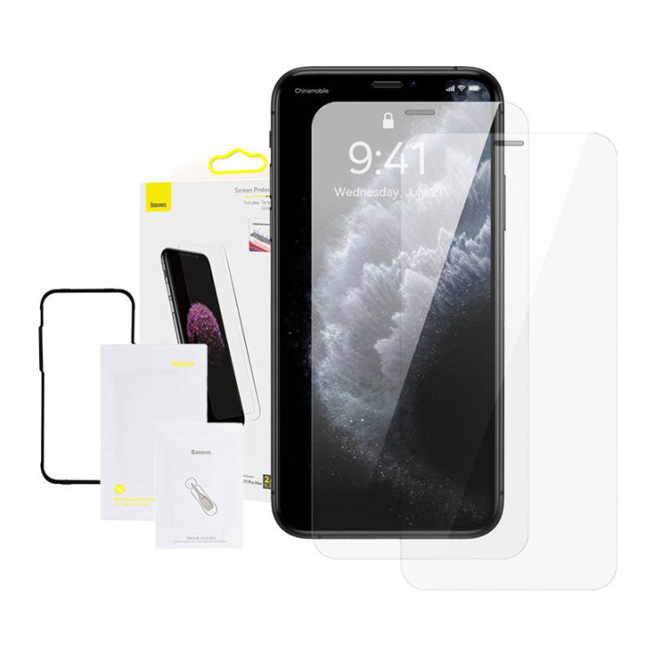 Baseus 0,3 mm pilnstikla rūdīta stikla plēve (2 gab. iepakojumā) iPhone XS Max/11 Pro Max 6,5 collu
