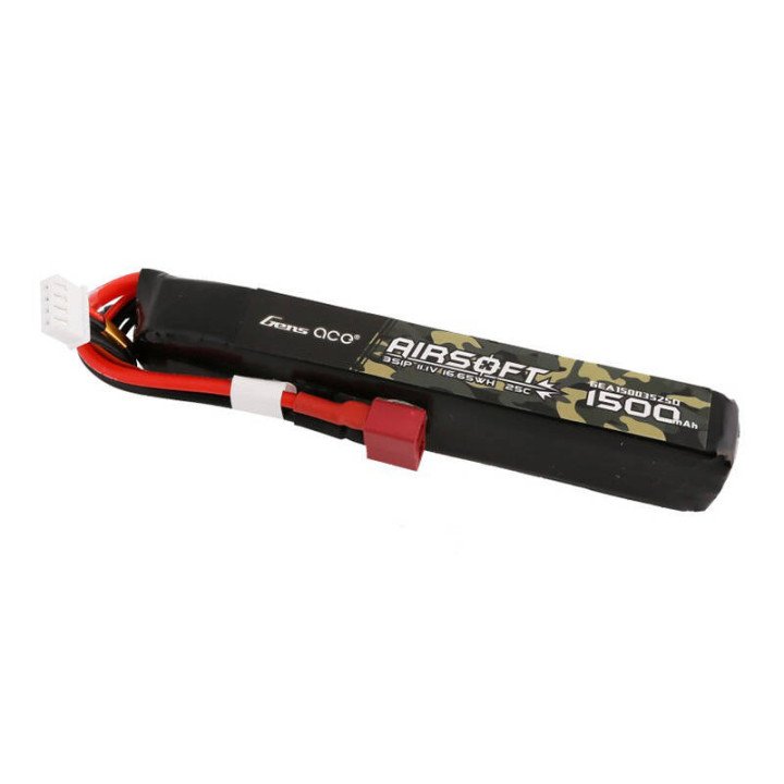 Gens ace 25C 1500mAh 3S1P 11.1V Airsoft Gun LiPo Battery with T Plug GEA15003S25D