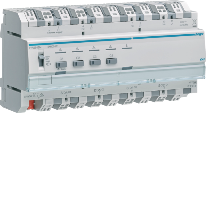 Hager TYA624B 4 kanālu dimmer 600W 24V