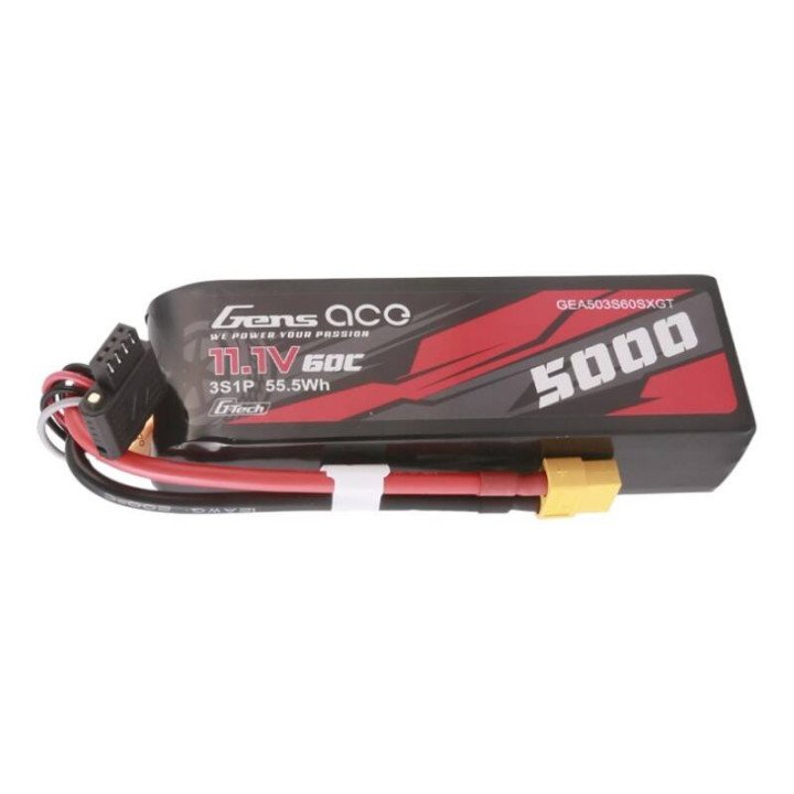 Gens ace G-Tech 5000mAh 11.1V 60C 3S1P Short-Size LiPo Battery with XT60 Plug