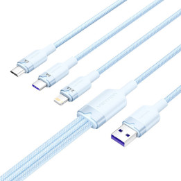 USB 2.0 A līdz 3 in-1 6 A kabelis Vention CTRLG 1,5 M (zils)