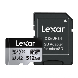 Lexar High-Performance Silver Plus microSDXC 512GB atmiņas karte + adapteris