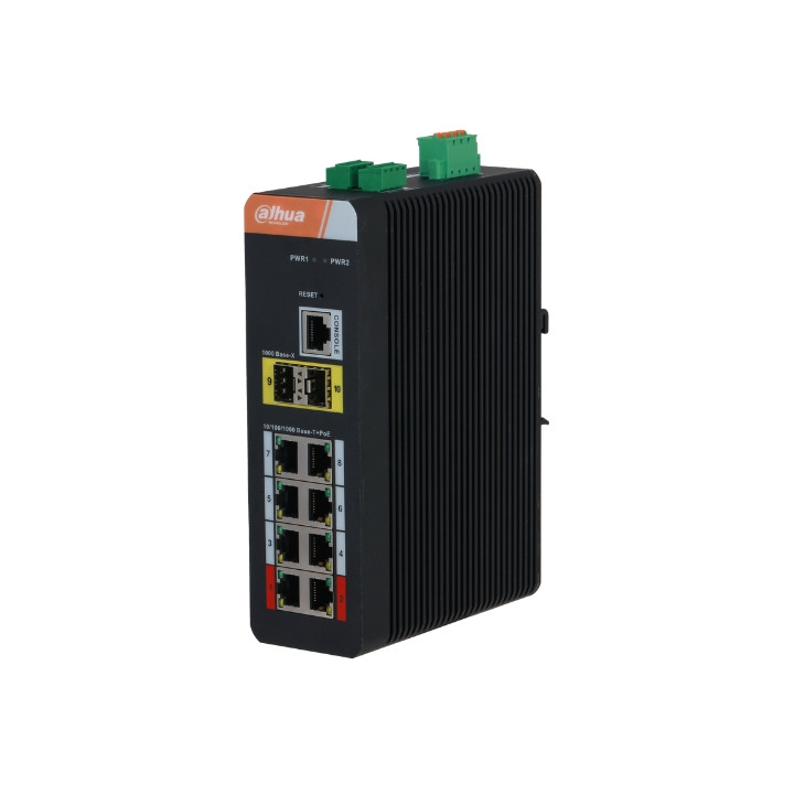 DAHUA IS4210-8GT-120 Rūpnieciskais slēdzis 8 portu Gigabit PoE + 2 SFP