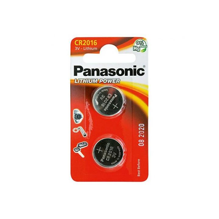 Panasonic CR2016 DL2016 ECR2016 3V 90mAh 6016 E-CR2016 SB-T11 280-206 FA H2327325 E2226715 Litija baterijas 2 gab.