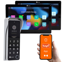 Genway F-S9V13-2W-C-2 video domofonu komplekts 2 vadu 2x 7" skārienjūtīgi monitori WiFi Tuya