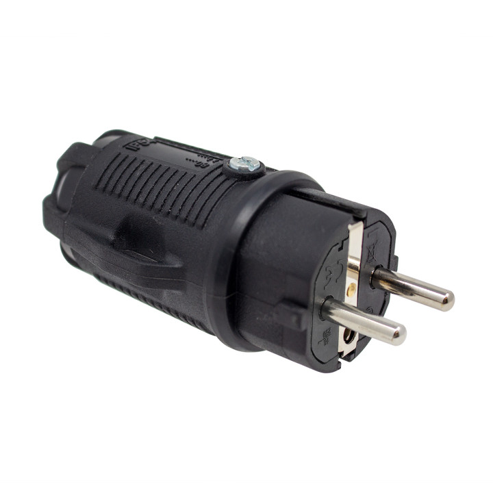 PRO gumija, melns spraudnis 2P+E 16A 250V IP54