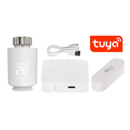 ATLO ATLO-TH-TUYA-1 Viedo termostata radiatora galviņu komplekts ar temperatūras sensoriem, Zigbee, Tuya Smart