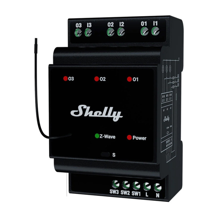 Shelly Интеллектуальное 3-местное реле Qubino Wave PRO 3 для DIN-рейки, с Z-Wave EU Long Range - Sonoff, SmartWise, Shelly оптов
