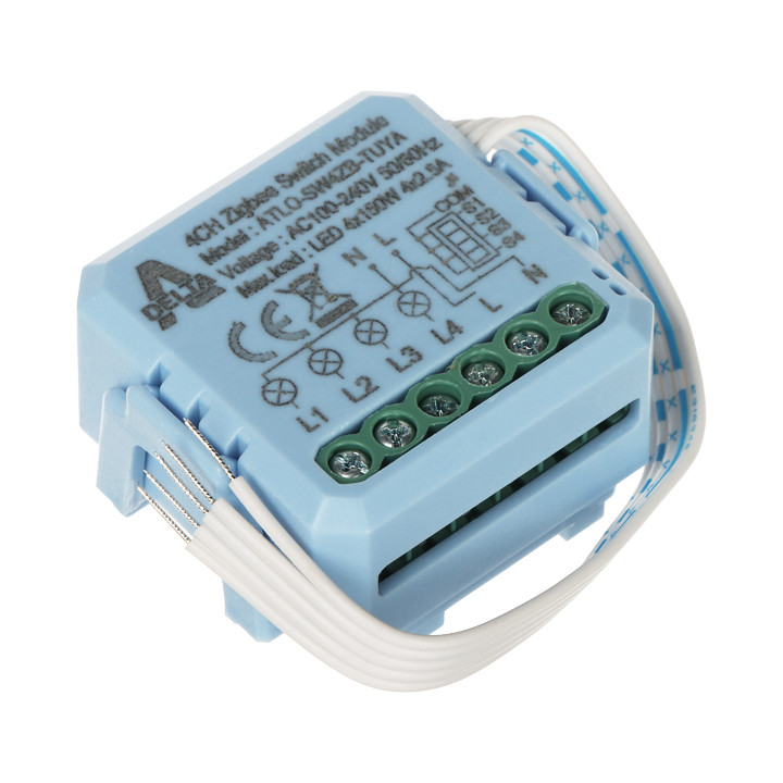 ATLO ATLO-SW4ZB-TUYA Zigbee умный настенный выключатель – 4 группы, совместимость с Tuya, голосовое управление с Alexa и Google 
