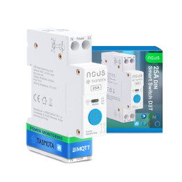 Nous D3T ar DIN sliedi saderīgs Wi-Fi releja modulis ar Tasmota programmaparatūru, saderīgs ar materiālu, 25A