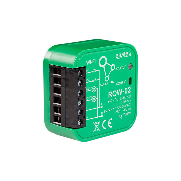 ZAMEL ROW-02 viedais Wi-Fi slēdzis SUPLA 230V maiņstrāva