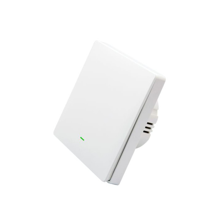 SmartWise B61 UNI Wi-Fi + eWeLink-Remote, 1 grupas viedais sienas slēdzis, universāla elektroinstalācija, fiziska spiedpoga, bal