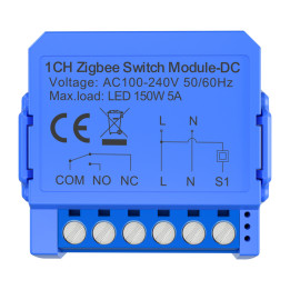 Avatto ZWSM16-DC-1 viedais 1 kanāla ZigBee slēdža modulis ar bezsprieguma līdzstrāvas kontaktu