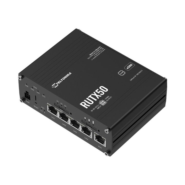 PRIEIGOS TAŠKAS 5G + РОУТЕР RUTX50320400 Две SIM-карты Wi-Fi 5, 2,4 ГГц, 5 ГГц, 867 Мбит/с Teltonika