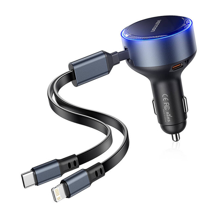 Vention FFOB0 USB-C auto lādētājs + USB-C/Lightning 30W kabelis