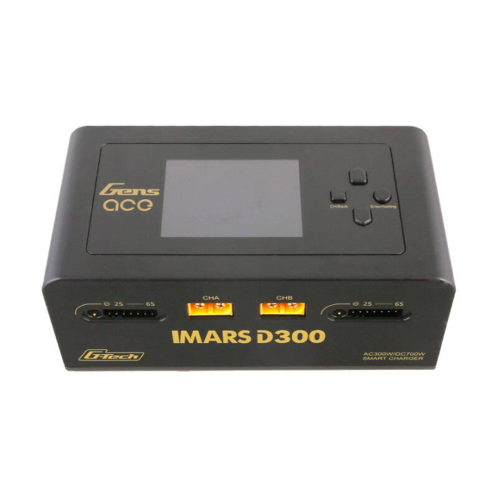 Gens Ace IMARS D300 G-Tech Channel AC/DC 300W/700W RC akumulatora lādētājs-EU Black