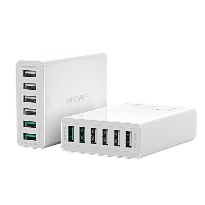 Lādētājs 6x USB Blitzwolf BW-S15, QC 3.0, 60 W (balts)