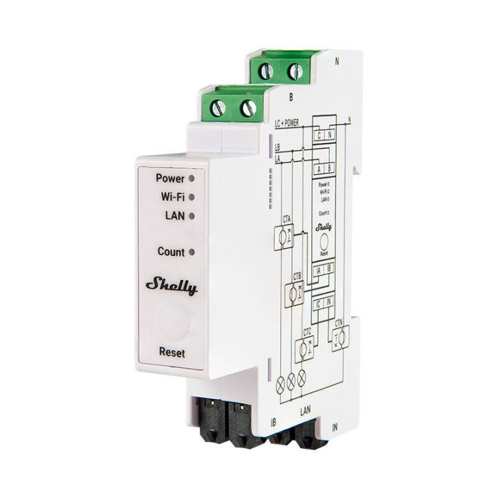 Shelly Pro 3EM 120A 3-Phase Energy Meter, WiFi/Bluetooth SPEM-003CEBEU120