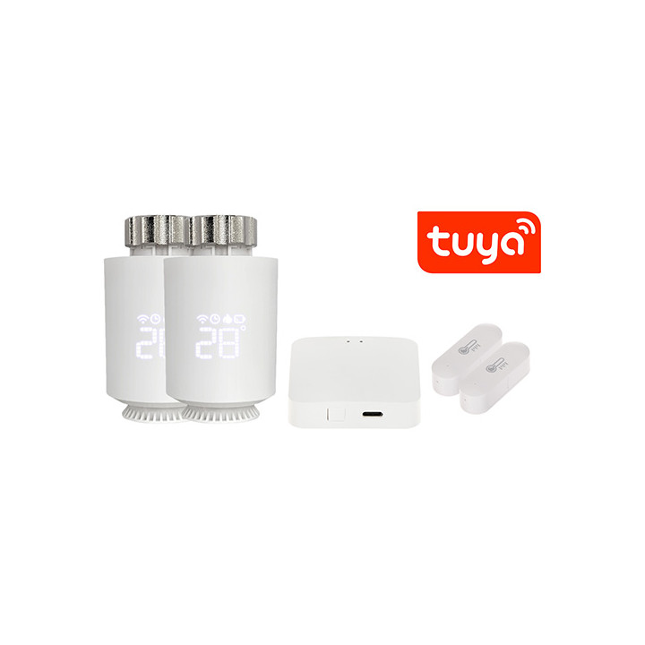 ATLO ATLO-TH-TUYA-2 Viedais termostata radiatora galvas komplekts ar temperatūras sensoru, Zigbee, Tuya Smart