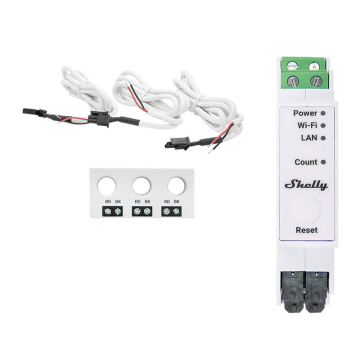 Shelly Pro 3EM-3CT63 – 3-фазный интеллектуальный Wi-Fi + счетчик энергии Ethernet (3 x 63A) - Sonoff, SmartWise, Shelly оптовая 