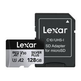 Lexar High-Performance Silver Plus microSDXC 128GB atmiņas karte + adapteris
