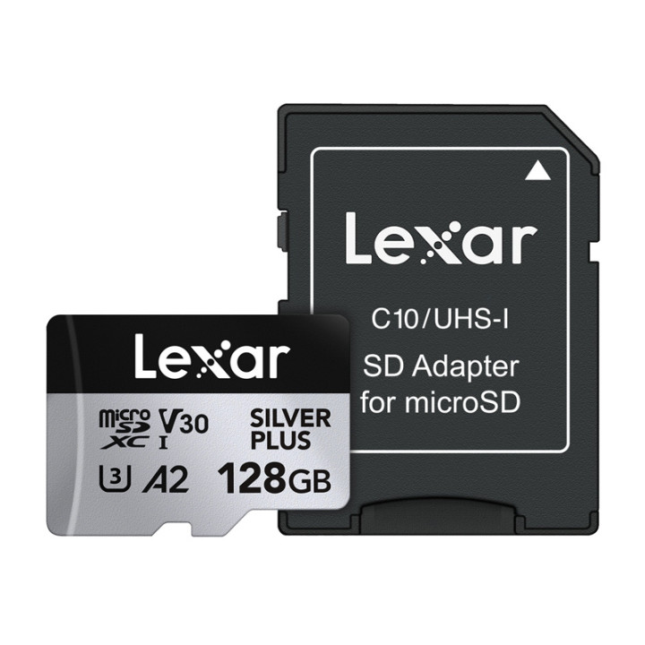 Lexar High-Performance Silver Plus microSDXC 128GB atmiņas karte + adapteris
