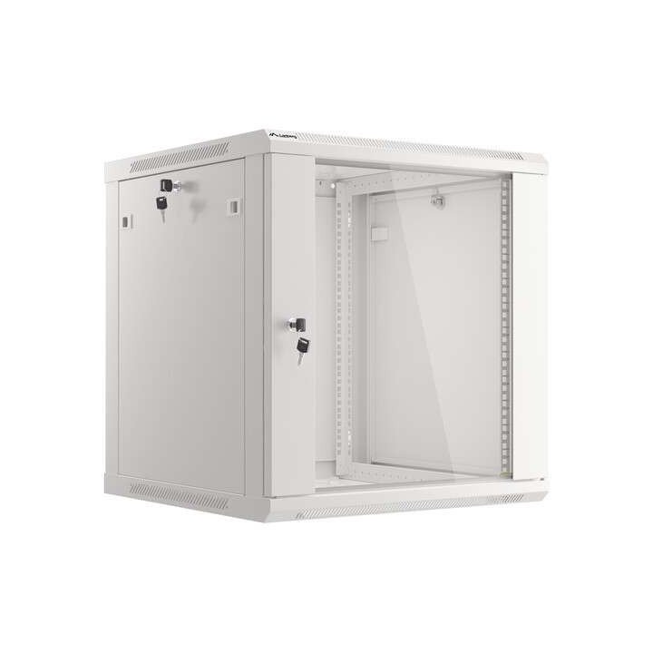 Lanberg 19" Wall-Mount Rack Cabinet 12U/600x600 V2 Grey, Glass Door (Flat-Pack)