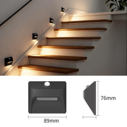 Immax STEP LIGHT bezvadu kāpņu telpas apgaismojums, PIR sensors, melns