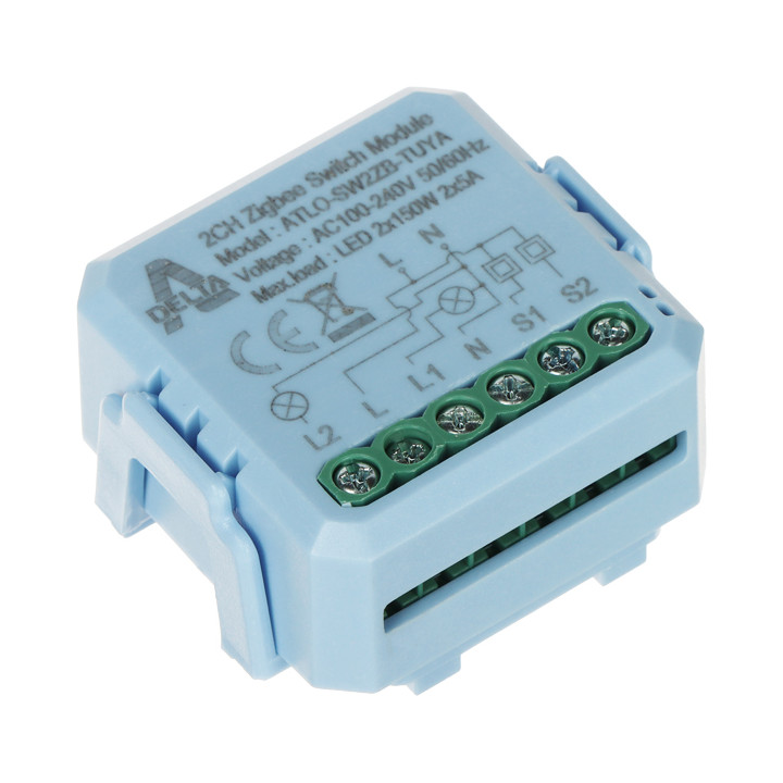 ATLO ATLO-SW2ZB-TUYA ZigBee умный настенный выключатель - 2 клавиши, Tuya Smart, совместим с Alexa и Google Home