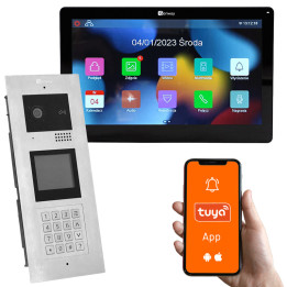 Genway KIT-F-M91-V13C-1 daudzdzīvokļu video durvju zvana komplekts ar skārienekrāna monitoru, 1 ģimene, piekļuve kodam/kartei/at