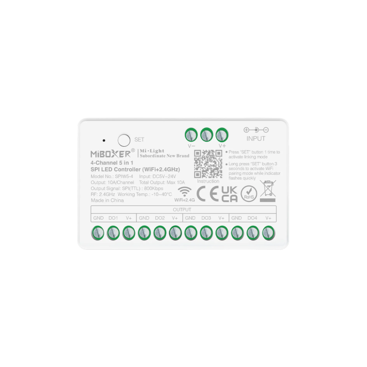5in1 RGB+CCT SPI LED kontrolieris WiFi+2.4G SPIW5-4